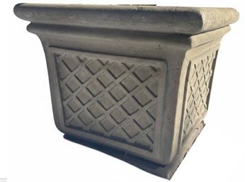 Square Concrete Planter With Lattice Design