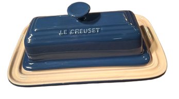 Le Creuset Blue Stoneware Butter Dish With Lid