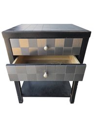 Home Accent Table With Metallic Checkerboard Design
