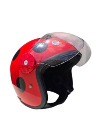 Red Ladybug-Themed DOT Fiberglass Helmet With Visor