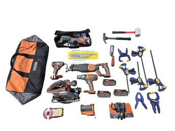 Ridgid Cordless Tool Set With Accessories And Storage Bag