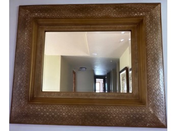 Embossed Metal Frame Wall Mirror with Scrollwork Pattern