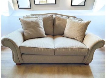 Ethan Allen Two-Cushion Upholstered Loveseat In Light Green