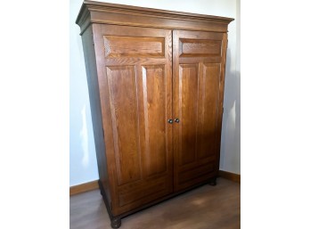 Quarter-Sawn Oak Wardrobe Armoire With Shelves & Drawers