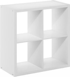 (NEW) Cubicle Open Back Decorative Cube Storage Organizer, 4-Cube, White