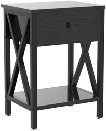 (Like NEW)Modern Versatile Nightstands X-Design Side End Table Night Stand Storage Shelf , Set Of 2 (Black)