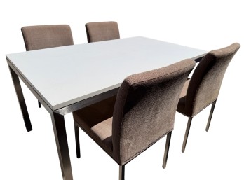 Crate&Barrel Parsons Dining Table With Four Upholstered Dining Chairs Set -- MADE IN P.R.O.C.