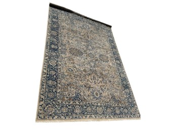 Ralph Lauren Indigo Blue And Cream All-Wool Hand-Knotted Area Rug 6 X 9