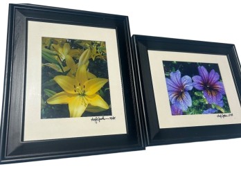 Angie Ramer -- Yellow Lily, 91106 and Purple Petunia, 517108 Signed Limited Edition Matted Photographic Prints