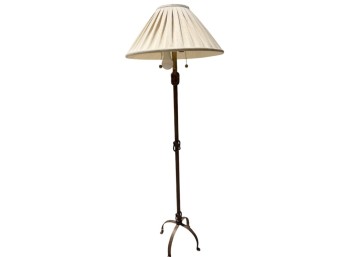 Floor Lamp With Pleated Fabric Shade And Tripod Base