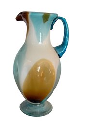 Murano-Style Hand-Blown Glass Pitcher With Multicolor Swirls