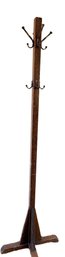 Wooden Coat Rack With Metal Hooks, Approx. 70 Inches Tall