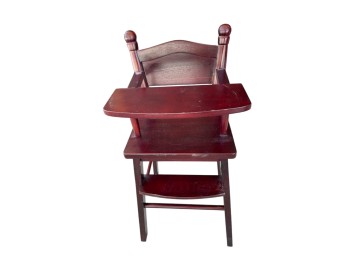 Wooden Doll High Chair With Attached Tray And Footrest