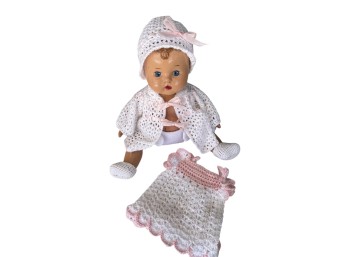 Composition Baby Doll With Hand-Crocheted Clothing Set