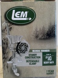 New In Box, Lem Manual Grinder #10 Clamp On Heavy Duty