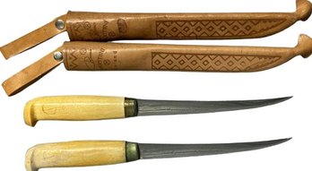 Pair Of J. Marttiini Fillet Knives From Finland With Sheaths