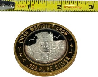 Chief Medicine Crow .999 Pure Silver Commerative - 3inches