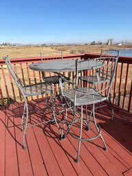 Metal Patio Dining Set With 4 Chairs And Table