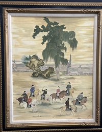 Chinese Horseback Riders Signed By Artist VT - 31'Lx38'H