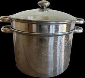 Stock Pot With Nestled Strainer 7 Tall X 10 Diameter
