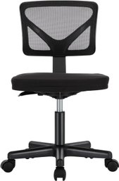 (NEW) Armless Desk Chairs, Ergonomic Low Back Computer Chair No Arms, Black