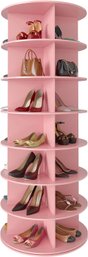 (NEW) 7 Tier Rotating Shoe Rack Tower, Spinning Shoe Display Lazy Susan, Revolving 360 Shoe Rack, Pink