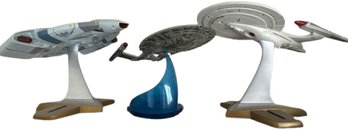 Collection Of Star Trek Starship, USS Enterprise Model Set With Display Stands