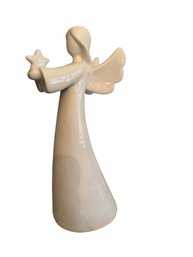 Ceramic Angel Figurine Holding Star, 11 Inches Tall