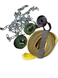 Tow Straps And Chains With Hooks For Hauling And Securing Loads