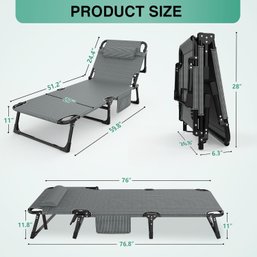 (Like NEW)Folding Camping Cot, All-in-One Portable Outdoor Cot Heavy Duty Sleeping Bed , Grey