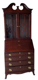 Mahogany Secretary Bookcase By Jasper Cabinet With Glass Doors