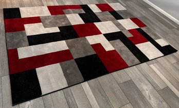 Modern Rectangular Polypropylene Area Rug With Geometric Pattern