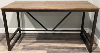 Wood And Metal Rectangular Writing Desk With Crossbar Support