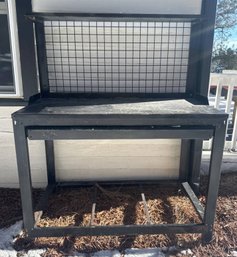 Metal Workbench With Wire Backboard And Two Tiers