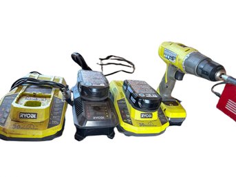 Ryobi P209 18V Cordless Drill With 2 Chargers And 3 Batteries