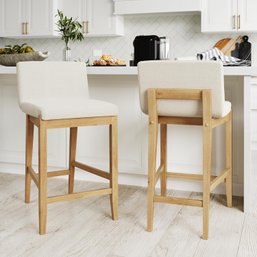 (NEW) Modern Counter Height Bar Stool With Back, Counter Stool Upholstered Chair Set Of 2