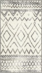 (NEW) Abstract Diamond Modern Distressed Kitchen Rugs Non Skid Accent Area Floor Mat , 1'8 X 2'10, Neutral