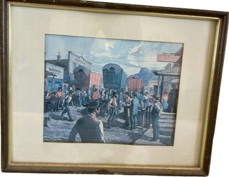 Vintage Western Cowboy Print  Lloyd Harting (1901 - 1974) 12 H X 15 W