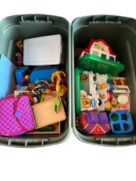 Children’s Toys In Two Storage Bins