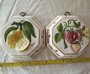 (2) Ceramiche ABC Bassano Fruit Molds, Made In Italy