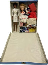 1961 Barbie Doll Case (Pony Tail Edition)Including Nurse Julia:  With Two Dolls And Doll Clothing/accessories