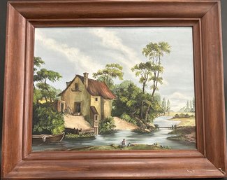 Rural Landscape With A Thatched-roof Cottage Nestled By A River - 33'Lx27'H