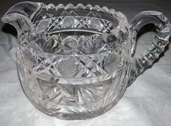 Brilliant Cut Glass Creamer Heavy Cut Crystal Glass - 3.5in Tall