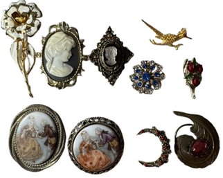 Brooch Pin Rhinestones Lot 10