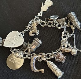 Charm Bracelet Stamped Sterling, Some Charms Sterling
