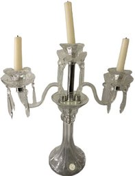 Crystal Clear Candle Holder, 24% Lead Crystal, Made In Poland 24' Tall
