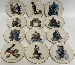 (12) Norman Rockwell Collectible Plate Set, Gorham Fine China