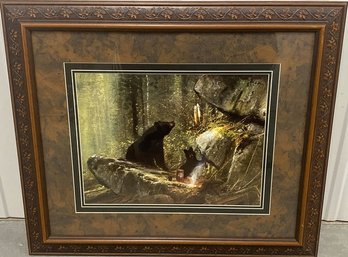 Black Bears Framed Artwork Signed By Michael Coleman 28.5x24.5
