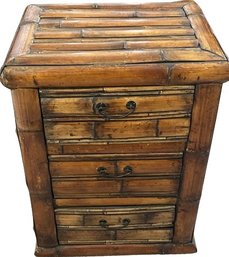 Wood Side Table With 3 Drawers, 13x17x23H