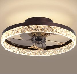 (NEW) PSHRFANST 19.7 Ceiling Fan With Light, Dimmable LED 6 Speed Reversible Blades Timing With Remote Control